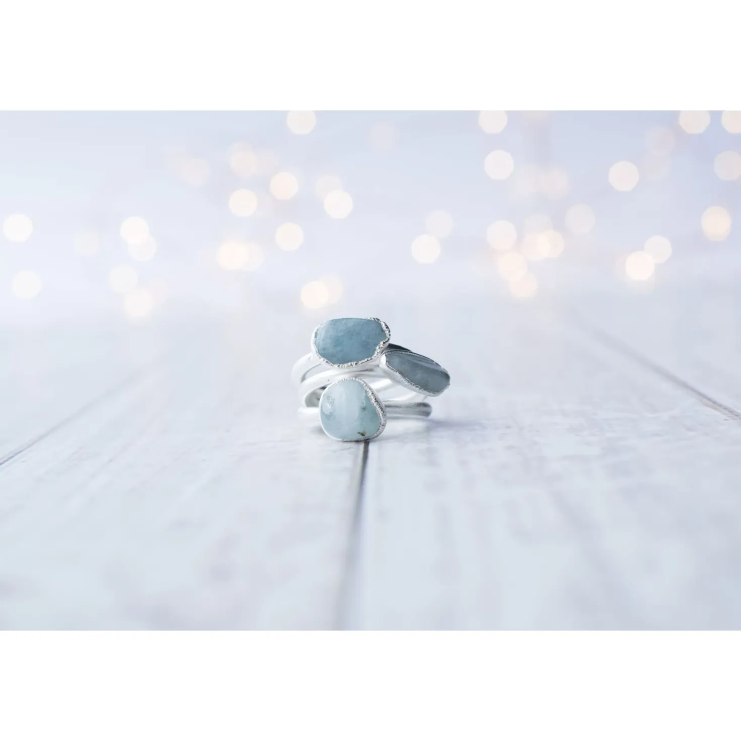 Silver Aquamarine crystal ring | Raw aquamarine ring