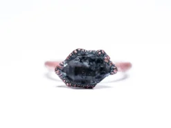Tibetan crystal ring | Raw anthraxolite crystal ring