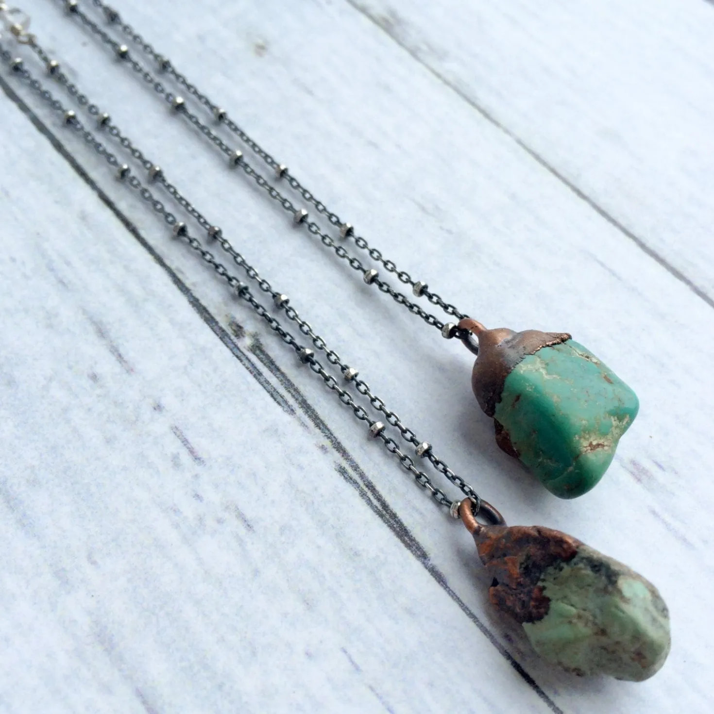 Turquoise nugget necklace | Raw turquoise jewelry
