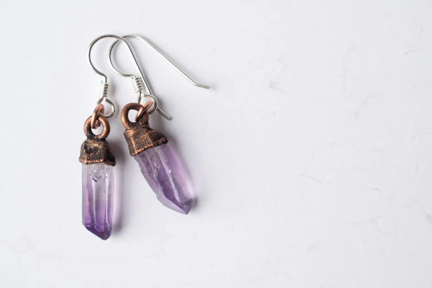 Vera Cruz Amethyst earrings | Raw amethyst pendant earrings